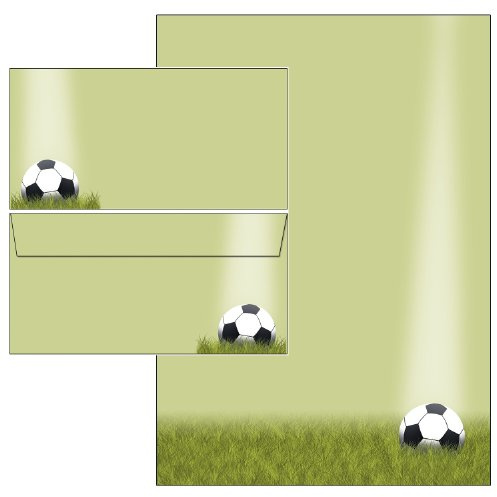 Briefpapier-Mappe Fußball Sport Set 46-teilig 25 Blatt Briefpapier + 20 Stück Briefumschläge DIN lang ohne Fenster 5425+6425