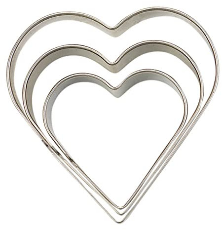 Juego de Cortadores de Galletas Städter Terrace Corazón Liso Moldes Cortadores para Galletas 3 pcs. Ø 3 4 5 cm