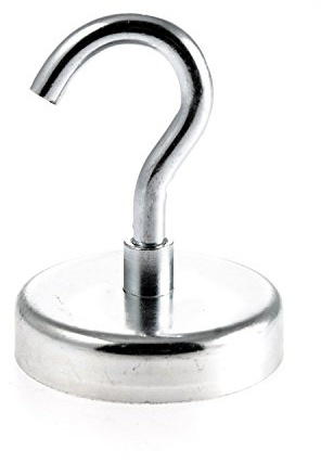 Magnetastico | 1 Stück Neodym N35 Magnethaken Extra Stark 60 mm Ø| Haftkraft 113.0 KG| Magnet Haken, magnetische Wandhaken, Magnet Halter| Super starker Neodymium Hakenmagnet verzinkt Haken magnetisch