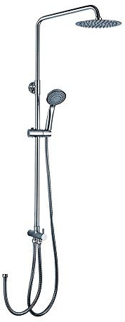 Extra lange Duschsäule ohne Armatur, ausziehbar von 100 bis 150 cm, Anschluss an Standard-Duscharmaturen, inkl. Umsteller, 2 Flexen 60 cm und 175 cm, Handbrause und Sprühkopf oben rund