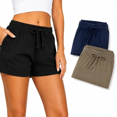 Keanu 3 PK Ladies Shorts - 1 - Black/Khaki/Navy - Size 16-18
