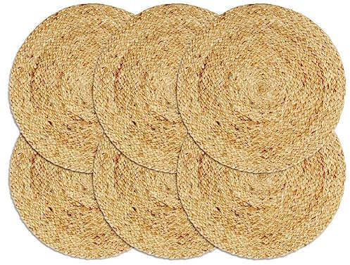 vidaXL 6X Tischset Platzmatte Platzset Platzdeckchen Platzdecke Tischdeko Platzmatten Tischmatte Untersetzer Uni Natur 38cm Rund Jute