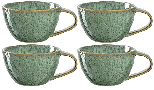 Leonardo Matera Kaffee-Tassen 4-er Set, spülmaschinengeeignete Keramik-Tasse, 4 mikrowellenfeste Becher, Tassen aus Steingut, grün 290 ml, 018589