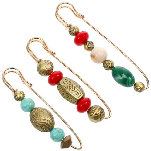 VALICLUD 3 Pezzi Spilla da Balia con Colletto Decorativo Spilla Vintage con Perline Cardigan Spille da Maglione Grande Spilla con Scialle per Le Donne Ragazze