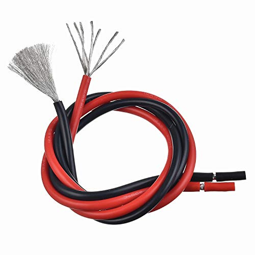 BOJACK 12 Gauge silikontråd, 10 fot, röd 10 fot, svart, flexibel strängad koppartråd på 12 AWG (paket med 1 par)