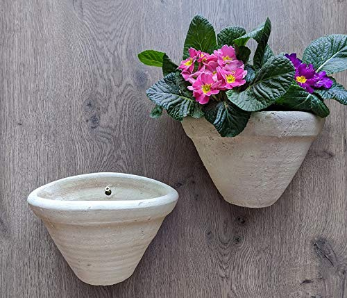 2 Stück Wandamphoren Blumentopf echt Terrakotta ca. 23 cm, Blumenkübel für Garten und Wohnung Terracotta Liegeamphore kein Kunststoff, Blumen