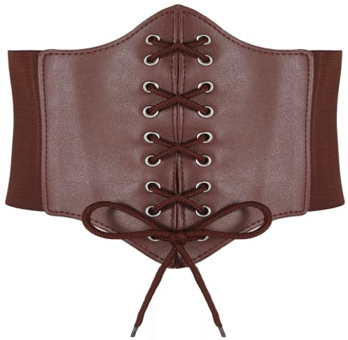 HOEREV Donne Ragazze Elastico Banda Larga Elastico Legato Waspie Corsetto Cintura in Vita