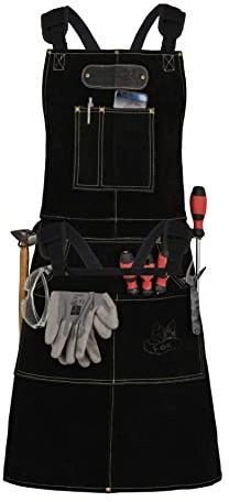 Black Forest Fox ROUGH Arbeitsschürze Lederschürze aus Büffel Wild Leder Schürze, Rauleder, Grillschürze, Gastronomie, Barista, Kochschürze | 61x94 cm | Variabel von M - XXL in 3 Farben