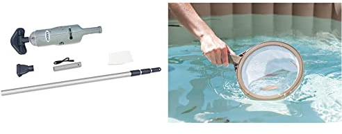 Intex Unterwasser Handstaubsauger Akkubetriebener Poolsauger, Grau & 28004 PureSPA Reinigungsset