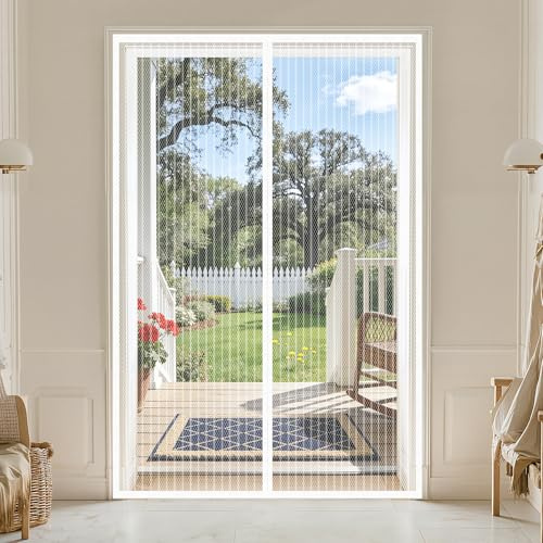 JIANJIAO Zanzariera Magnetica per Porte 120x230cm, Zanzariera Porta Tenda Chiusura Automatica Traspirante Zanzariere Anti Zanzare Insetti, per Porta Finestra Balcone Soggiorno,Bianco