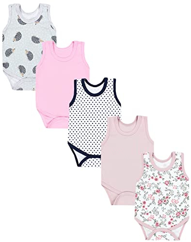 TupTam Baby Body Mädchen 5er Pack – Ärmelloser Body Baby aus Baumwolle, Ideal als Unterwäsche oder im Sommer, Farbe: Farbenmix 9, Größe: 104