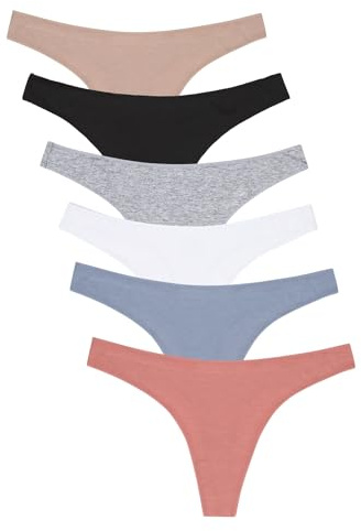 Channo Mutande Donna Senza Cuciture Perizoma Slip Tanga Invisibili Intimo Thong Seamless, Mutande in Microfibra Brasiliana, Underwear Women Multipack, Pacco da 6, Multicolor, L/XL