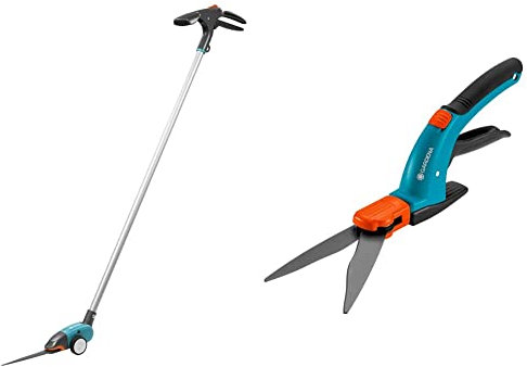 Cisailles à gazon à long manche Comfort de Gardena : coupe-gazon avec manche & Cisailles à Gazon Orientables Comfort : Cisailles avec Tranchants Orientables à 360° pour Droitiers et Gauchers