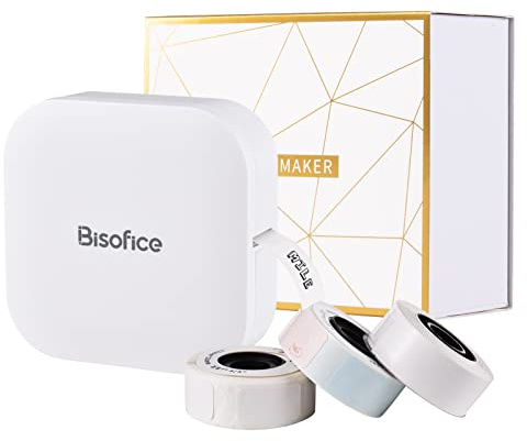 Bisofice Q30 Etikettiermaschine Mini-Taschen-Thermo-Etikettendrucker Thermo-Etikettenrolle BT Connect Klebeetikett DIY Datum Journal Studie Aufkleber Etikettiermaschine Kompatibel mit iOS Android