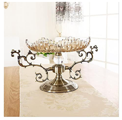 LUCBEI Obstkörbe Lear Fruit Tray Kerze Spiegel Glas Vintage Nahrungsmittelplatte Getränke Display Tablett Obst Etagere