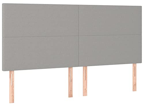vidaXL Kopfteil Hellgrau 180 x 5 x 118/128 cm Stoff