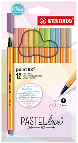 STABILO point 88 - Fineliner - Pastellove Set - Astuccio da 12 - Colori assortiti