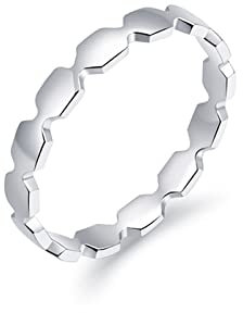 KnSam Echt Gold Schmuck Hochzeitsring 950 Platin, Eheringe Sechseck Geometrisch Hochzeitsring Trauringe Gr.61 (19.4)