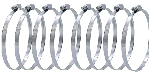 AHMistool 8 Stück 304 Verstellbare Edelstahl Rohrschelle Set, Schlauchschellen 59-82 mm, Silber, für Garten, Waschmaschine, Auto Kfz, Befestigen von Schläuchen und Rohren