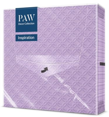 PAW Serviettes 33 x 33 cm, 20 pièces - Inspiration Violet | Trois plis, absorbantes et résistantes, déco élégante pour mariage, communion et baptême, une table raffinée