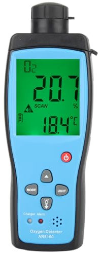 Detector de Gas, Detector de O2 de Mano Portátil Detector de Oxígeno de Precisión Recargable Probador de Medidor de O2