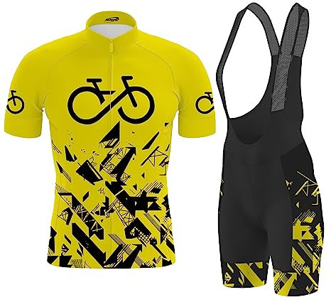 Herren Fahrrad Anzüge Kurzarm Fahrrad Trikot Set, Atmungsaktives Radtrikot mit Durchgehendem Reißverschluss, Trägerhose für MTB, 9D Trägerhose für (Typ-9,5XL)