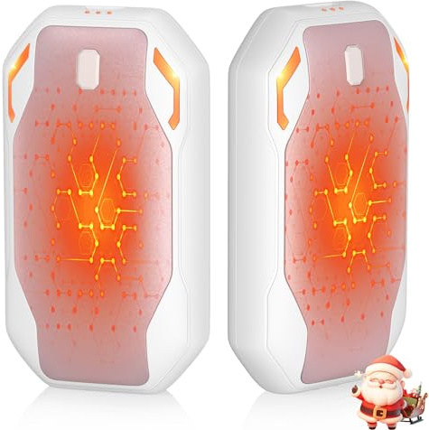 Chauffe Mains Rechargeable, Chaufferette Main Reutilisable USB, 3 Niveaux de Température, 2 en 1 Electrique Chauffage Double Face Bon pour Randonnée, Cadeaux de Noël d'hiver(Rose_Blanc)