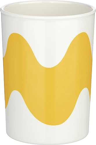 MARIMEKKO Lokki Große Tasse (240 ml) – Verfeinern Sie Ihre Küchendekoration mit unserem weißen und gelben Geschirr – perfekte Designer-Tasse ohne Griff für morgendliche Brühe und gemütliche Abende