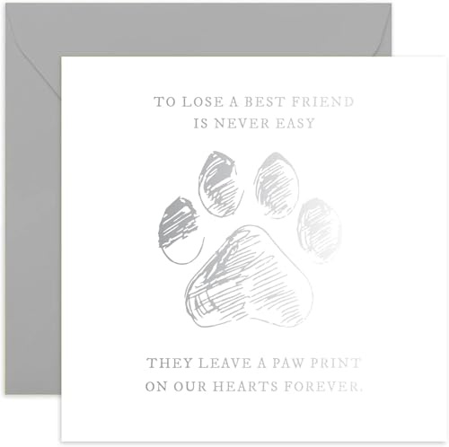 Old English Co. Sorry For Your Loss Haustierkarte – Trauerkarte für Familie und Freunde – durchdachtes Pfotenabdruck-Design – für Hunde- oder Katzenbesitzer – Thinking of You | blanko Umschlag innen