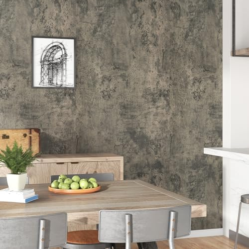 HotDecor Grå vintage betongtapet bänkskiva vinylskydd skala och klistra fast tjock betongtapet för vardagsrum retro klibbig baksida plastkontaktpapper självhäftande grå väggpapper 60 x 300 cm