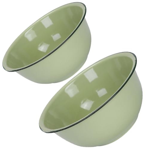 PRETYZOOM 2stücke Teiliges Retro Emaille-schüsseln Vielseitig Einsetzbare Schüsseln Für Suppen Teig Und Obst Grüne Vintage-emaille Stabil Und Langlebig
