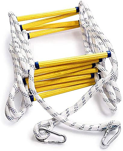 AiQima Escalera de Escape, Escalera de Cuerda para Incendios | Escalera Extensible de Emergencia | Resistente a la Intemperie con Ganchos de Resorte/a/45M/147Ft