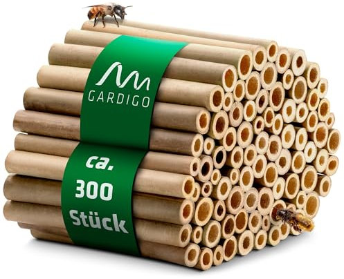 GARDIGO® Bambusröhrchen für Insektenhotel - 300 Stück | Premium Qualität | Niströhren für Wildbienen aus Bambus | Ohne Mark & Saubere Schnittkanten | Zubehör Insektenhaus Bienenhotel Wildbienenhaus