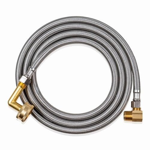 Dishwasher Hose Kit Stainless Steel Braided Dishwasher Hose kit, Burst Proof Water Supply Line with 3/8 Compression (6 FT)