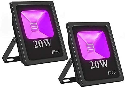 CAFIEDR Lampe de Travail Projecteur LED 20W LED Lampe de Travail Noire avec Prise | Lumières de sécurité étanches IP66 adaptées aux fêtes à lumière Noire, éclairage Se, Aquarium (Simple) (Double)