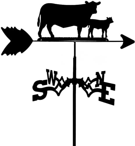 Väderhane,Väderhane, Väderflöjel Ko och kalv Silhouette Farm Scene Deco i antik stil Rostfritt stål dekoration ...