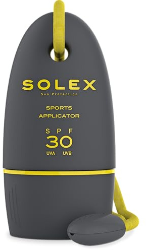 Solex Sports Sun Protection, High Performance Formula with Built-in Applicator (75ml), 30 SPF Protection Against UVA & UVB for Face and Body, Grease Free & Hands Free Application