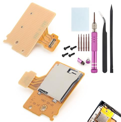 RongZy NS Switch Fente pour Carte Mémoire pour Nintendo Switch Console HAC-SD-01 TF Carte SD Lecteur de Câble Flexible Remplacement de Réparation, avec Vis et Outils