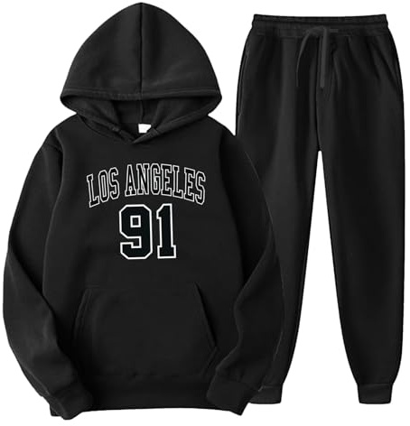 BGFIPAJG Felpa Uomo Donna Jogging Sportiva Set, 2 Pezzi Completo con Stampato, Unisex Felpa con Cappuccio in Plie e Pantaloni