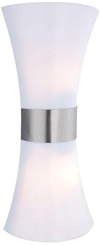 Wandleuchte Wandlampe Außenleuchte Hauswandleuchte Terrassenleuchte, IP44 2 flammig Up & Down, Edelstahl opal, 2x E27 Fassungen, HxBxÜ 35x16x9,4cm