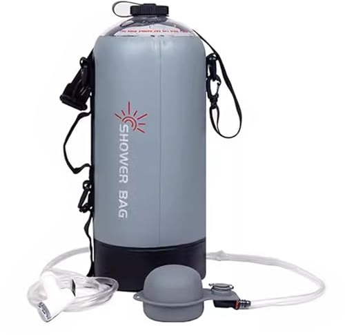 Tragbare Camping-Dusche, Outdoor-Duschtasche, tragbare Dusche mit Pumpe, tragbare Campingdusche mit Fußpumpe, Outdoor-Dusche für Camping, Strand, Wandern, Klettern