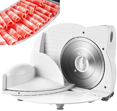 Electric Meat Cutting Machine, 150W Household Small Frozen Meat Slicer, Portable Foldable Electric Deli Slicer with 3 Levels Adjustable Thickness, Stainless Steel Blade Diameter 170mm, for Home Use
