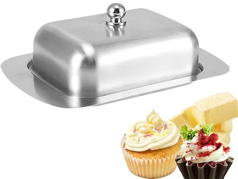 Butterdose mit Deckel Edelstahl Butterschale Butterbehälter Rechteckig Butterbehälter Butterdose für Brot Gebäck Butterbehälter Butter Aufbewahrungsschale Modern Butterdose Edelstahl