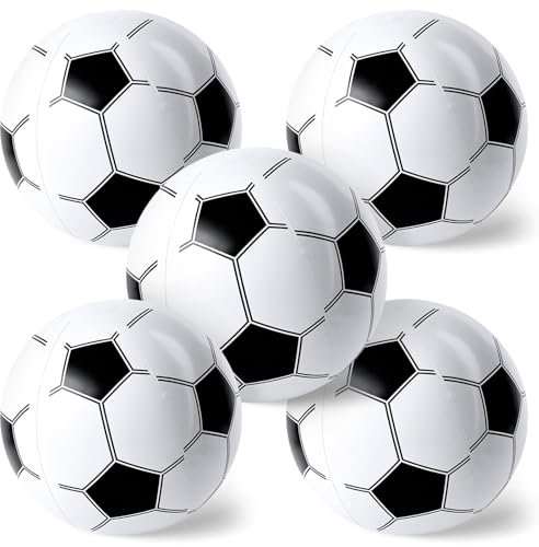 Palloncini Calcio Gonfiabili, 5pcs Pallone Da Spiaggia Gonfiabile, 27cm Gonfiabili per Bambini Calcio, Pallone da Spiaggia, Adatto per Sport e Giochi di Società in Spiaggia o in Piscina in Estate