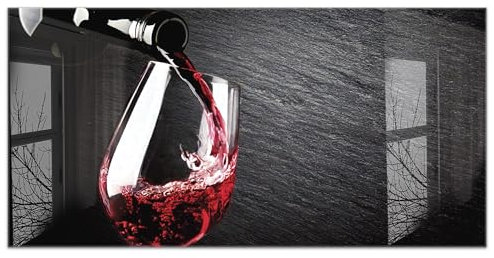 timalo Küchenbild aus Acrylglas modernes Wandbild Glasbild Deko Küche XXL Acryl-Bild wie Glas | 100x50cm Rotwein im Weinglas Schieferplatte, Wein