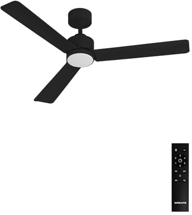 CREATE / WIND MODERN M/Ventilateur de plafond avec lumière noir avec télécommande / 40W, Lumière LED 3 températures, Ø132 cm, programmable, 6 vitesses, fonction été-hiver.
