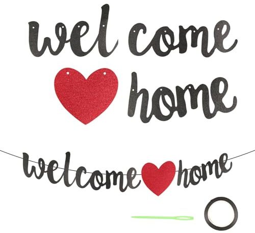Herzlich Willkommen Girlande – Willkommen Zuhause Deko für Familie & Freunde, Welcome Home & Welcome Back Banner, Herzlich Willkommen Zuhause für Einzug, Baby & Genesung