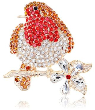 Robin Brooch - Christmas Brooch Badge Pins Rhinestone Brooches for Women UK Mother's Day, Valentine's Day, Birthday