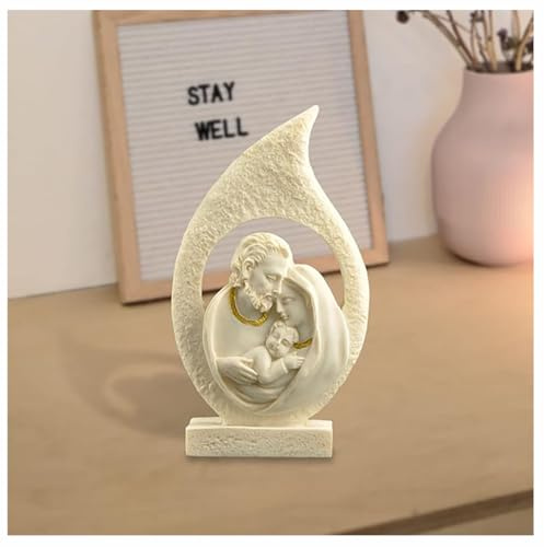 5” H Nativity Scene Indoor - Holy Family Statue Christmas Decoration | Hand-Painted resin, 5 inch height, White finish, Modern sculpture style, Shelf, Mantel, Prayer space