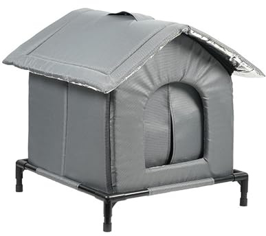 Aymzbd Katzenhaus für Draußen Winterfest Wasserdicht, Wetterfester Katzenhöhle Haustierhaus mit Plüschkissen, Warm Hundehöhle Waschbar Hundehaus Tierheim, Welpenhütte für Streunende Katzen, L